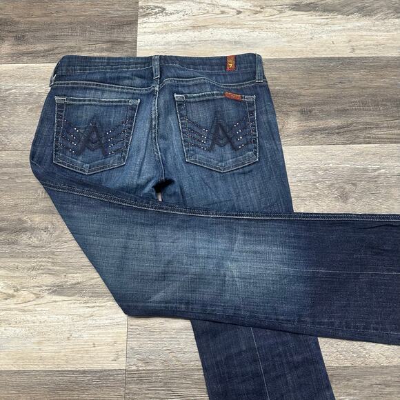 7 For All Mankind Denim - Vintage Y2K 7 For All Mankind Blue Women 27 Rhinestone A Pocket Flared Jeans